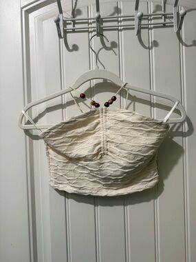 SHEIN Cream Textured Strapless Crop Cami